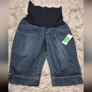 Maternity Denim Shorts with  Waistband